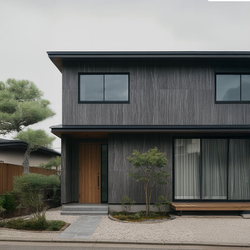 Monsoon Black marble veneer on facade by Ryan Stone Creations