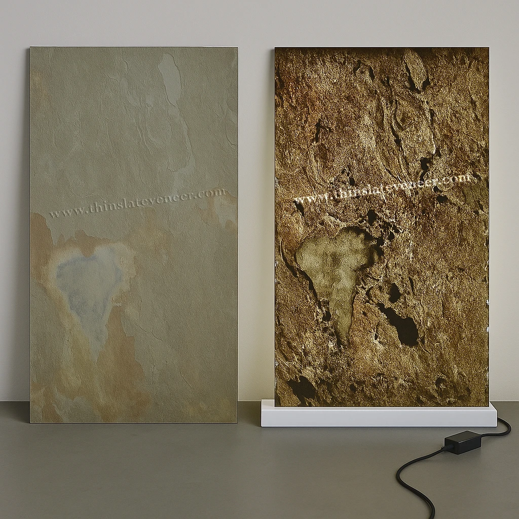 Tan brown translucent stone veneer backlit effect