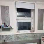 Metallic Silver art decor veneer used in a bathroom