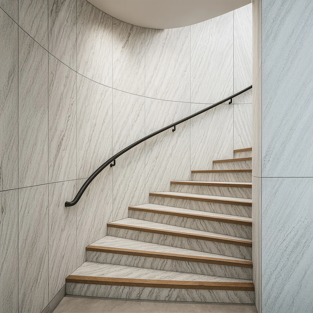Arcitc Storm Marble Flexible Stone Veneer on Staircase Wall