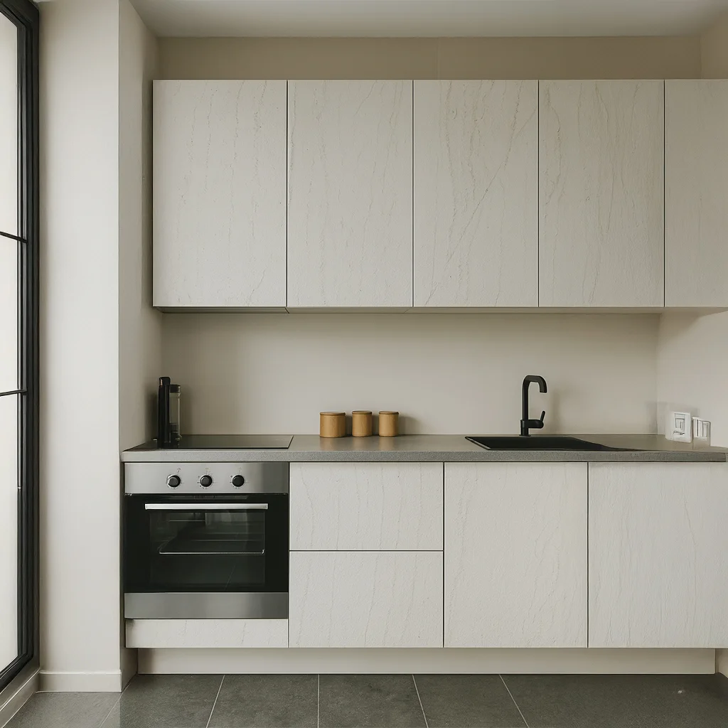 Majestic White Marble Veneer used on Kitchen Cupboard