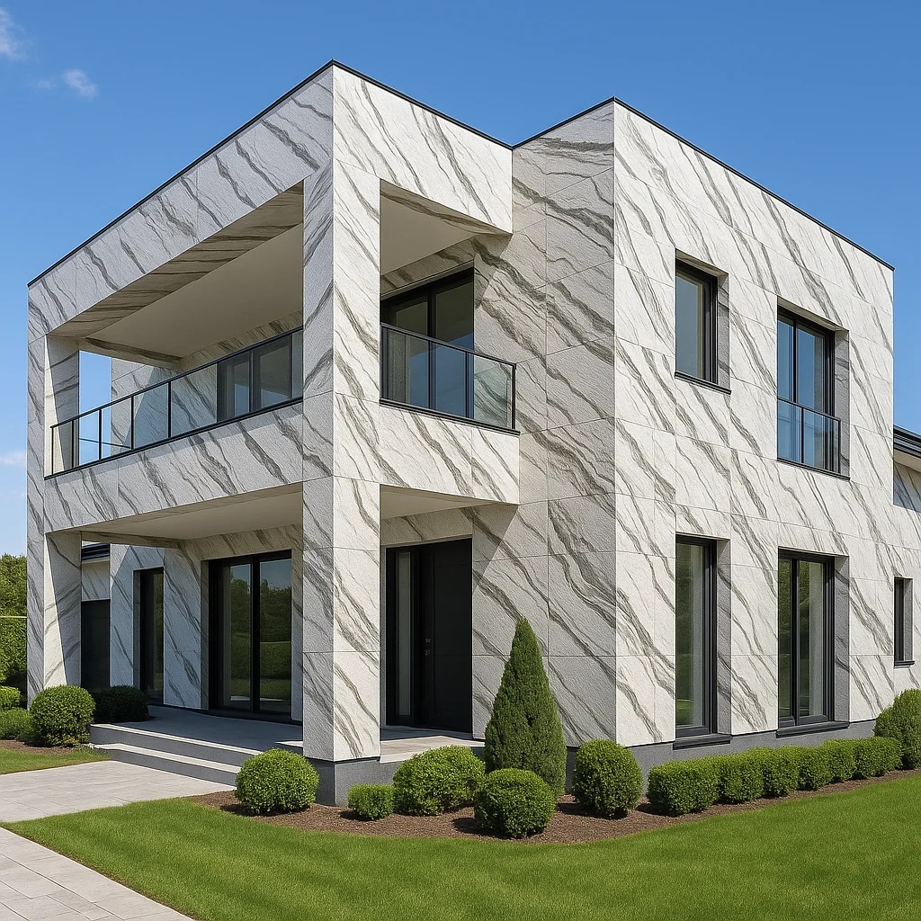 Panda White Marble Veneer Facade - By Ryan Stone Creations