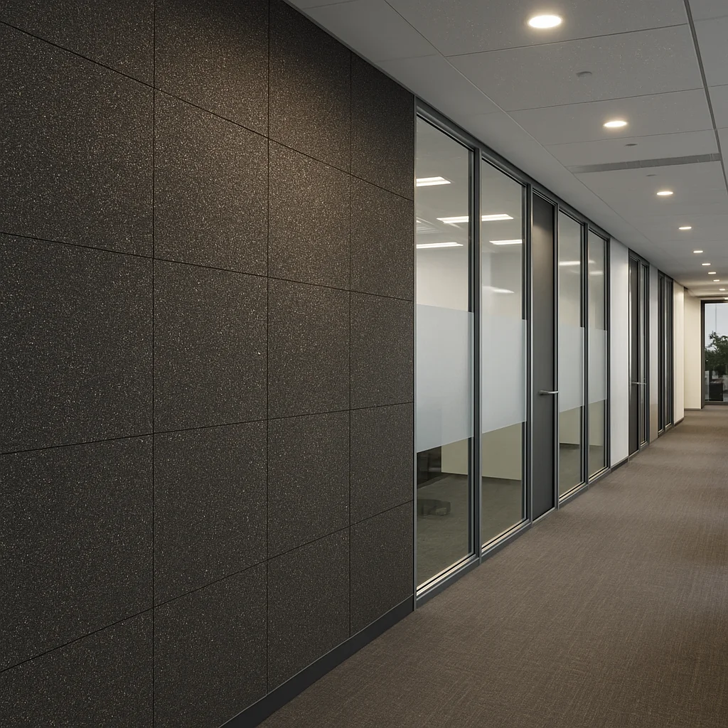Black Shimmer Stone Veneer Application on an office wall