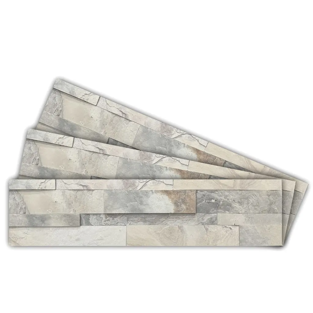S White Slate Veneer Peel and stick 3D wall panel